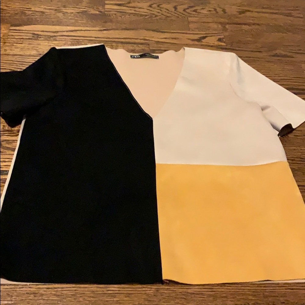 Zara color blocked blouse